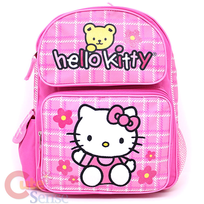 Sanrio Hello Kitty Large School Backpack 16" Girls Book Bag Pink Teddy